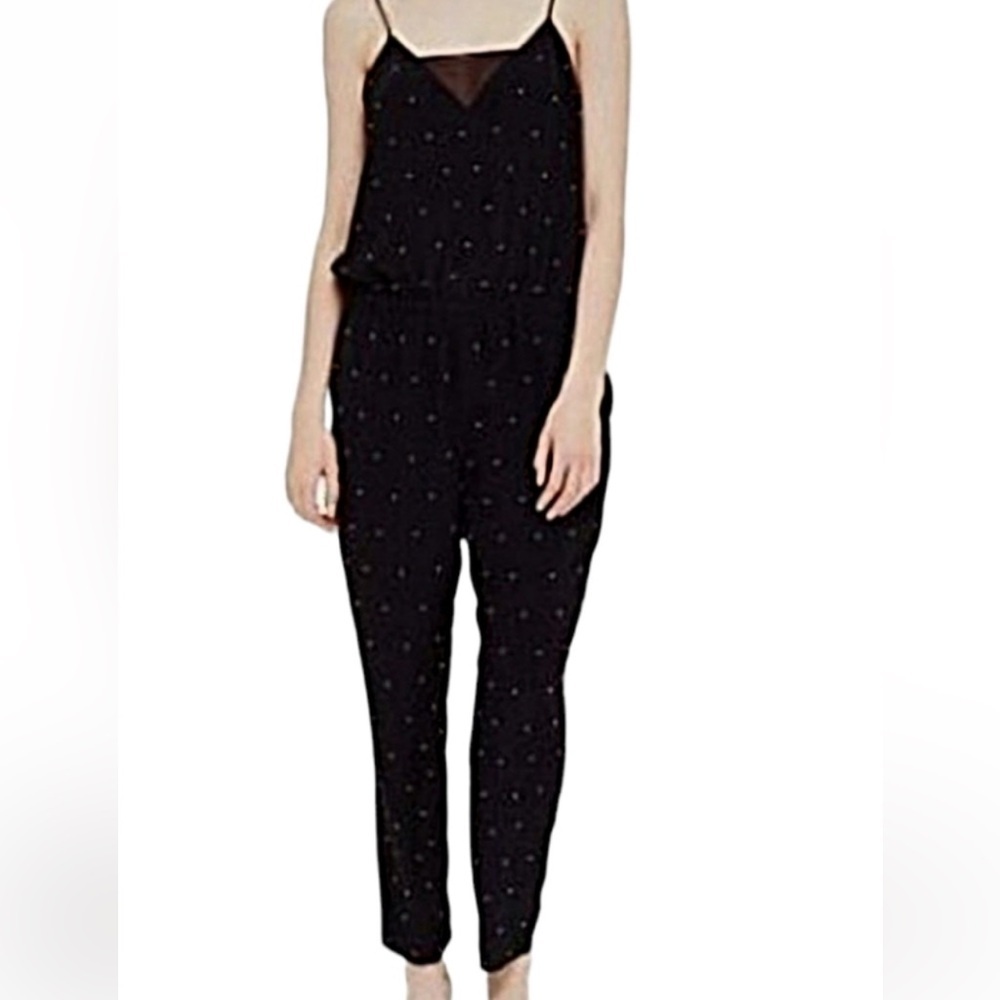 CLUB MONACO Lana hand beaded pearled silk jumpsuit with spaghetti straps size 00 - Picture 6 of 14